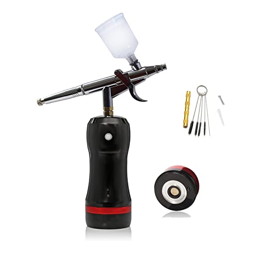 Farbsprühgerät, Luftkompressor Private Label Customized Mini Airbrush Ersetzen Batterie Personal Trigger Sauerstoff Große Kapazität Tintenschale Spritzpistole(Part C Black) von JOJIDE