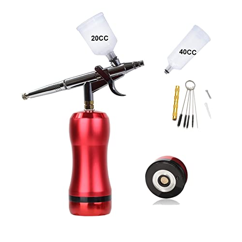 Farbsprühgerät, Luftkompressor Private Label Customized Mini Airbrush Ersetzen Batterie Personal Trigger Sauerstoff Große Kapazität Tintenschale Spritzpistole(Part D Red) von JOJIDE