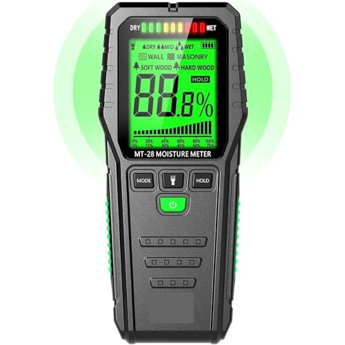 Feuchtigkeitsmessgeräte, Holzfeuchtemessgeräte Trockenbaudetektor for Bauholz Beton Gebäudewandsensor Feuchtigkeitstester von JOJIDE