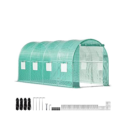 Gewächshaus mit begehbarem Tunnel, verzinkter Rahmen, wasserdichte Abdeckung, 15 x 7 x 7/10 x 7 x 7/20 x 10 x 7/12 x 7 x 7 Ft Gewächshäuser Frühbeete(Green 10x7x7 ft) von JOJIDE