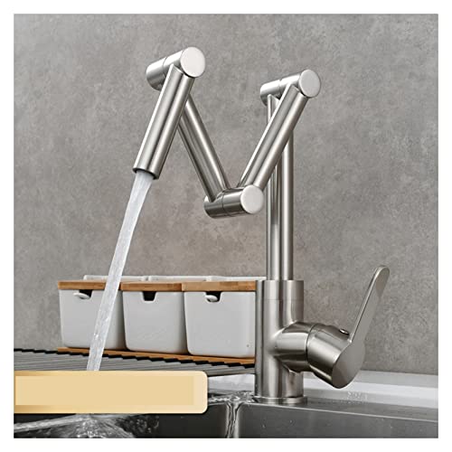 Küchenarmatur Wandmontierte, Messing Pot Füllhahn Wasserhahn Deck montiert Drei-Sektion-Verlängerung Klapper Küchenarmatur Dreifach Gelenkschwung Arm for Heiß und Kälte(1 Function Nickel) von JOJIDE