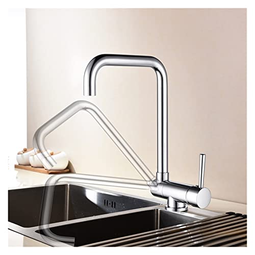 Kupfer heißes und kaltes sieben-figur Küchenhahn Wasserhahn Waschbecken Waschbecken Wasserhahn faltbar Universal rotierender Wasserhahn(Type A chrome plated) von JOJIDE