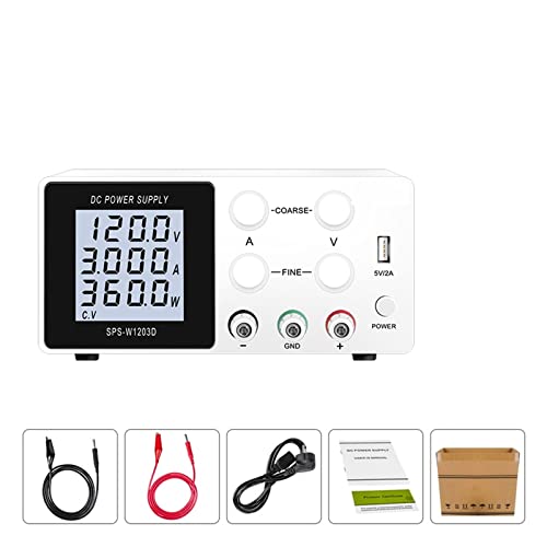 Labornetzteil, 120 V 3 A Schaltlabor DC Einstellbares Netzteil 4 Digital geregelter USB Diy 5 V Protect Eyes Laboratory Precision Bench Source(YN2-SPS-W1203-WHITE) von JOJIDE