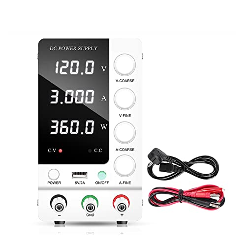 Labornetzteil, 120V 3A USB DC Schaltnetzteil Labor Einstellbarer Spannungsregler 30V 10A Stabilisator Schalter Bank Stromquelle(GU-SPS-C1203-White) von JOJIDE