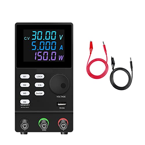 Labornetzteil, Laborprogrammierbares DC-Netzteil Labor einstellbar 30V 10A 5A 60V 120V 3A 300V 1A Spannung Stromregler Quelle USB(SPPS305D Black) von JOJIDE