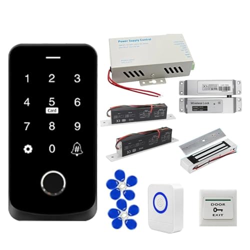 Magnetisches Türschloss TF9 IP65 Wasserdichtes NFC-Fingerabdruck-Zugangskontrollkit-Set mit Tastatur/RFID-IC-Karte/magnetischem Türschloss/12-V-Stromversorgung(Kit-C) von JOJIDE