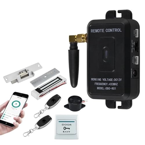 Magnetisches Türschloss Türzugangskontrollsystem-Kit, drahtloser Fernentriegelungs-Tor-Türöffner, 180 kg elektrische magnetische Türschlösser for zu Hause(Kit7 (180KG Lock U)) von JOJIDE