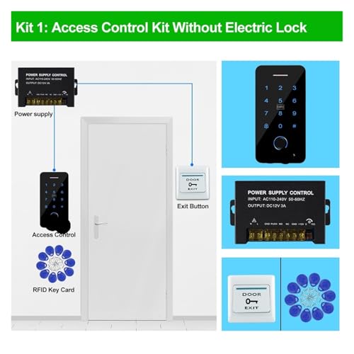 Magnetisches Türschloss Wifi Bluetooth Outdoor Access Control System Kits Wasserdichte RFID Fingerabdruck Tastatur Tür Elektrische Magnetische Türöffner Schloss(Kit1 (without Lock)) von JOJIDE