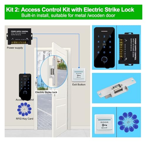 Magnetisches Türschloss Wifi Bluetooth Outdoor Access Control System Kits Wasserdichte RFID Fingerabdruck Tastatur Tür Elektrische Magnetische Türöffner Schloss(Kit2 (Strike Lock)) von JOJIDE