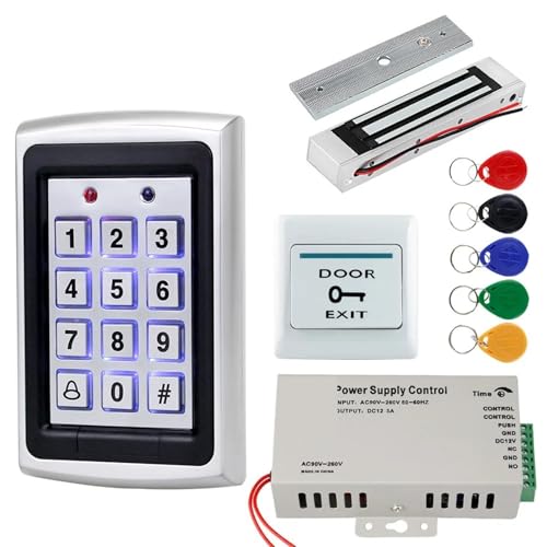 Magnetisches Türschloss Zugangskontrollsystem-Kit, 125 kHz, RFID-Tastatur, Regenschutz, mit elektrischen Türschlössern, 180 kg magnetisches Türöffnerschloss, DC12 V(Kit without Lock) von JOJIDE