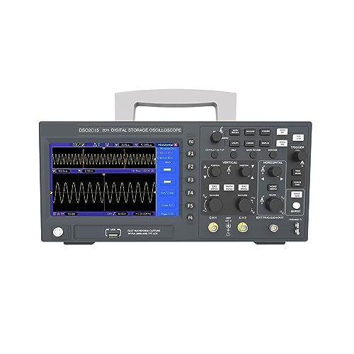 Oszilloskop, DSO2C10 2C15 2D10 2D15 Digitales Speicheroszilloskop 2 Kanäle 100 MHz/150 MHz USB 1GSa/s Abtastratenmesser(DSO2D15) von JOJIDE
