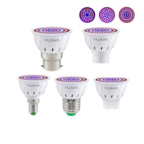 Pflanzenlampe, LED Wachsen Volllampe E27 E14 GU10 MR16 Gewächshaus Hydrokulturlampe Wachsen Licht for Zimmerpflanzen Phyto Blumenlampe(B22_80LEDS-2PCS) von JOJIDE