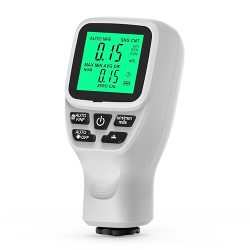 Schichtdickenmessgerät, Auto-Schichtdickenmessgerät, 0,1 Mikron/0-2000um Autolack-Filmdickenprüfgerät Messwerkzeug Fe & NFe-Beschichtungsmessgerät(White) von JOJIDE