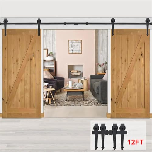 Schiebetürbeschlag, 12ft Schiebetürbeschläge for Scheunentore, Doppeltür, langlebige Stahlkonstruktion von JOJIDE