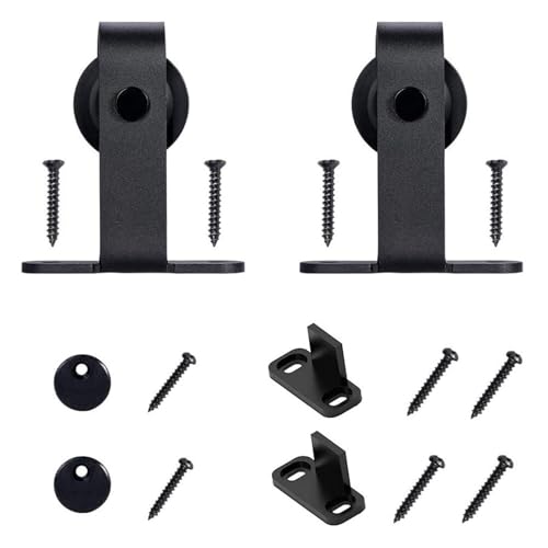 Schiebetürbeschlag, 1Set Barn Door Sliding Kit Schwarz Robuste Hardware-Kits for Schranktüren Schienensatz Glatte Stille Heimwerkerzubehör von JOJIDE