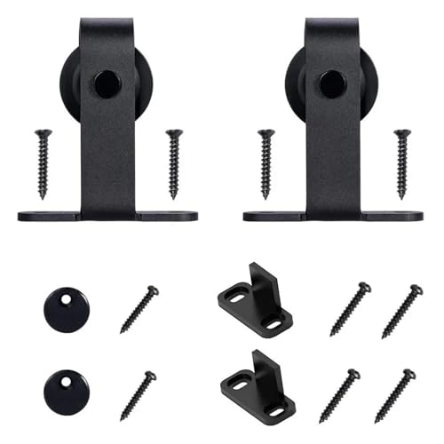 Schiebetürbeschlag, 1Set Barn Door Sliding Kit Schwarz Robuste Hardware-Kits for Schranktüren Schienensatz Glatte Stille Heimwerkerzubehör von JOJIDE