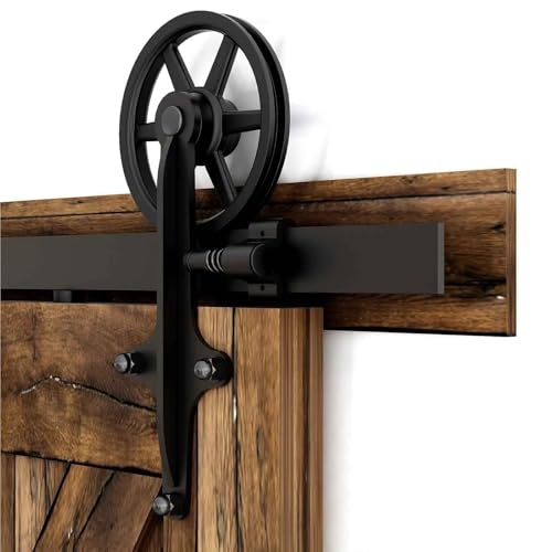 Schiebetürbeschlag, 2 Stück schwarzes Rollenaufhänger-Set for Schiebetüren aus Holz mit Zubehör (ohne Schiene/ohne Türen) von JOJIDE