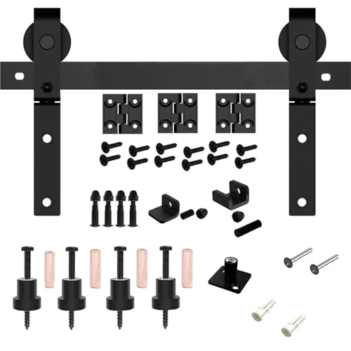 Schiebetürbeschlag, 3,3-6,6 FT Heavy Duty Bi-Falt Schiebe Barn Door Hardware Kit for Holztür(4FT(1.2M)) von JOJIDE