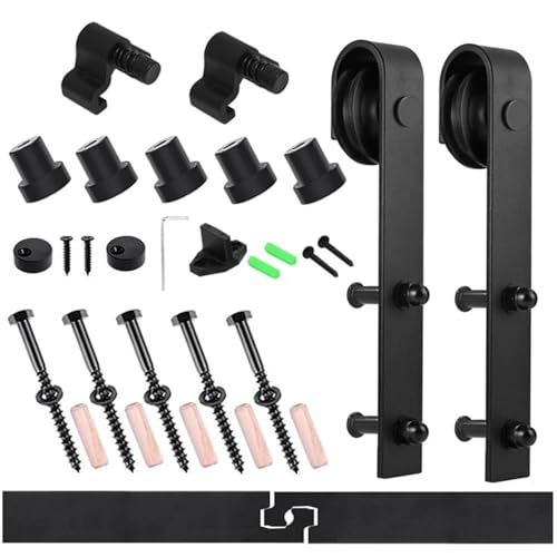 Schiebetürbeschlag, 4-10FT Schienen-Schiebetür-Hardware-Kit, strapazierfähig, for einzelne Holztüren (J-Form)(6FT 183CM Rail Kit) von JOJIDE