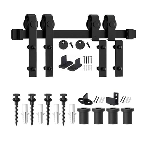 Schiebetürbeschlag, 4-16FT Bypass-Scheunentor-Gleitschienen-Hardware-Kit Schiebetür-Hängeschienensystem Rollenschienen for Doppeltüren (J-förmig)(11.5FT 3500mm) von JOJIDE