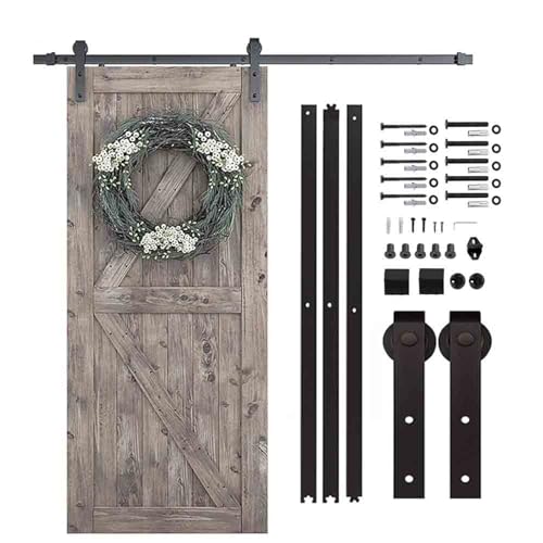 Schiebetürbeschlag, 4-9,6 FT Schiebetürschienen-Hardware aus Kohlenstoffstahl, Scheunentor-Aufhängersystem, Hochleistungs-Rollenschiene for Einzeltür(6.6FT 2000mm) von JOJIDE