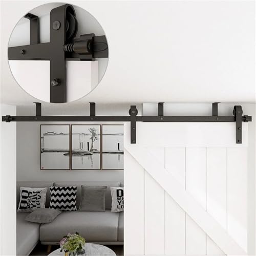 Schiebetürbeschlag, 4FT-13FT Deckenmontage Schiebetürbeschläge Kits Rostfreie Deckenhalterung Scheunentorschiene for Einzeltür(6FT-183CM) von JOJIDE