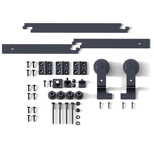 Schiebetürbeschlag, 6/6,6 Fuß Doppel-Faltschiebetür-Kit, 2-türiges Schiebetür-Hardware-Kit-System(201CM 6.6FT Rail Kit) von JOJIDE