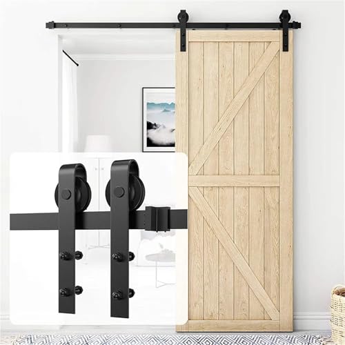 Schiebetürbeschlag, 6/6,6 Fuß Schiebetür-Hardware-Kit, Mechanismus, antike, verbesserte Version, Kohlenstoffstahl, passend for 45-48 Zoll große Innentüren(6FT(183CM)) von JOJIDE