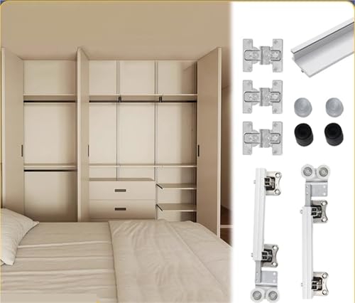Schiebetürbeschlag, Metall-Faltschiebetür-Overhead-Schiene, keine untere Schiene, hängende Riemenscheibe, Hardware for Schrank, Kleiderschrank(A) von JOJIDE