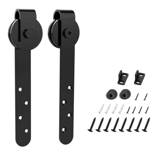 Schiebetürbeschlag, Mini-Scheunentor-Schiebeset, schwarz, robuste Hardware-Kits for Schranktüren, Schienenset, glatt, leise, einfache Installation von JOJIDE