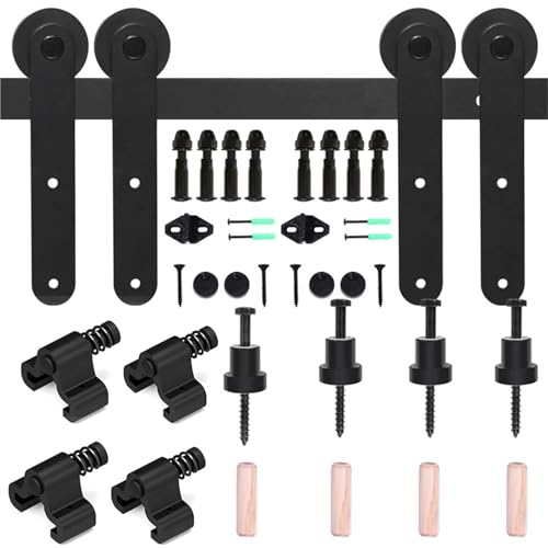 Schiebetürbeschlag, Scheunentorschienen-Kit for Doppeltür-Scheunentorsystem-Rutschen-Kit Schiebetürschienen-Kit L-förmige Rolle(8FT-240CM) von JOJIDE
