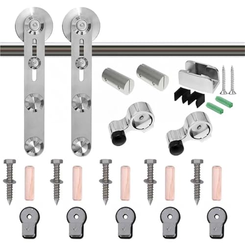 Schiebetürbeschlag, Schiebetürbeschläge for Scheunentore, Schließsystem for Einzeltürschienen-Set, Edelstahl, sanft und leise, L-Form for türen(10.5FT-325CM) von JOJIDE