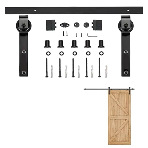 Schiebetürbeschlag, Schiebetürschiene for Scheunentore, robuste Rollenbeschläge, sanft gleitendes System for Küchenschrank-Raumteilertüren(2m track kit) von JOJIDE