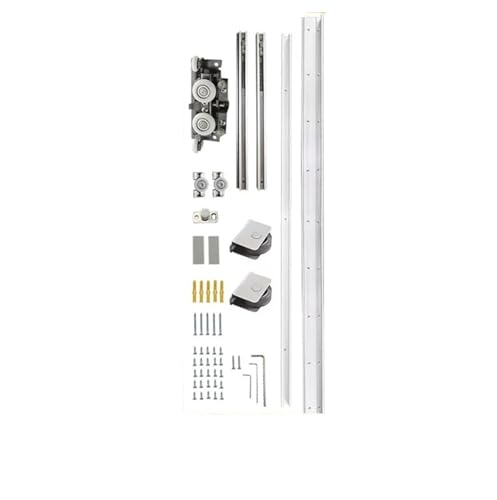 Schiebetürbeschlag, Versteckte Schiebetür Scheunentor Hardware Track Kit Translational Zwei-Wege-Puffer Zubehör for Türbreiten 700mm-1500mm(1.2m track set) von JOJIDE