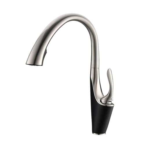 Wasserhahn Küche, Ausziehbarer Küchenspülen-Wasserhahn, an Deck montierte Strahlsprühdüse for die Küche, heiße und kalte Mischbatterien(Black brushed nickel) von JOJIDE