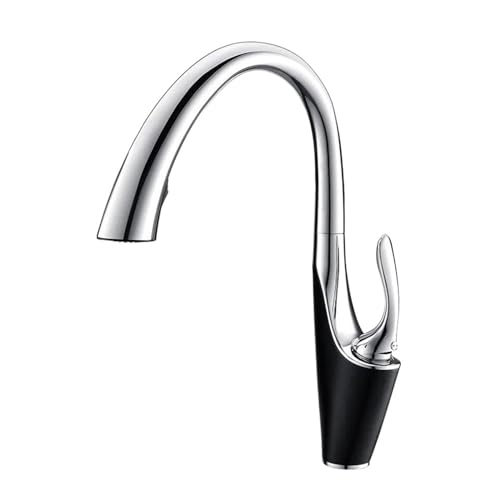 Wasserhahn Küche, Ausziehbarer Küchenspülen-Wasserhahn, an Deck montierte Strahlsprühdüse for die Küche, heiße und kalte Mischbatterien(Black chrome) von JOJIDE
