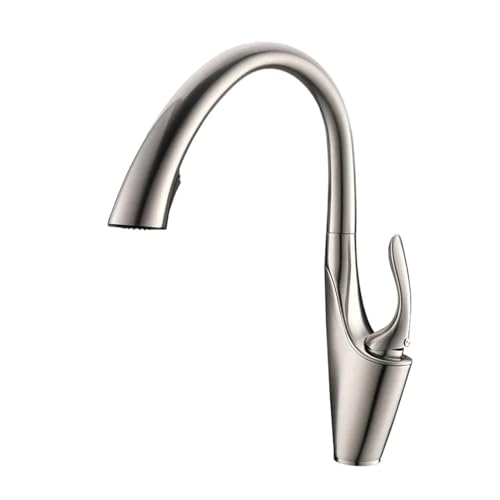 Wasserhahn Küche, Ausziehbarer Küchenspülen-Wasserhahn, an Deck montierte Strahlsprühdüse for die Küche, heiße und kalte Mischbatterien(Brushed nickel) von JOJIDE