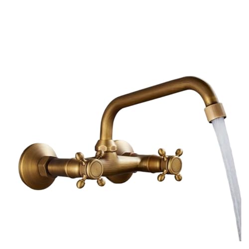 Wasserhahn Küche, Chrom-Küchenspüle-Wasserhahn, langer Auslauf, drehbarer Daul-Griff, Kalt-/Warmwassermischer, Waschwannenkran(Azul claro) von JOJIDE