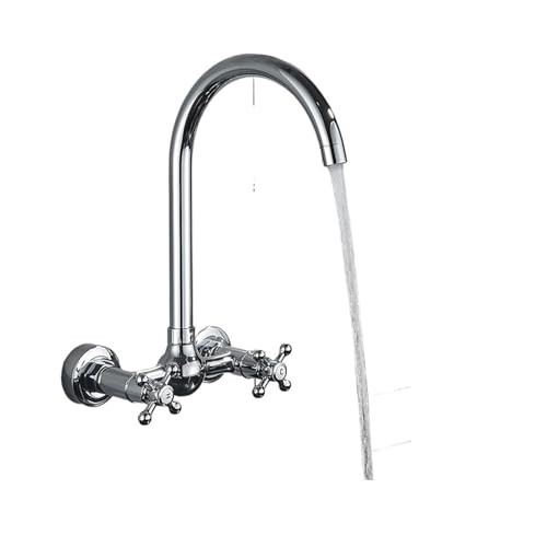 Wasserhahn Küche, Chrom-Küchenspüle-Wasserhahn, langer Auslauf, drehbarer Daul-Griff, Kalt-/Warmwassermischer, Waschwannenkran(C A) von JOJIDE