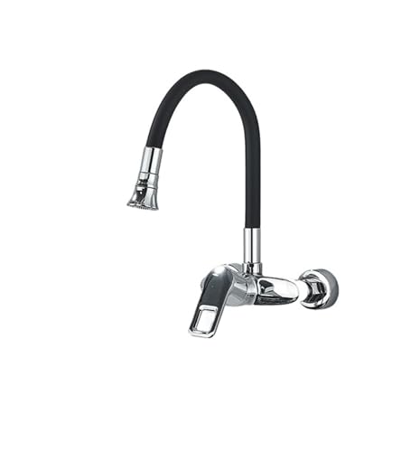 Wasserhahn Küche, Chrom-Küchenspüle-Wasserhahn, universeller schwarzer Schlauch, Multi-Mode-Auslauf, Wandmontage, Kalt-Warmwasser-Mischer, Küchen-Waschtischarmatur(C A) von JOJIDE