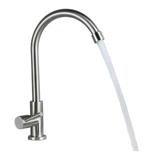 Wasserhahn Küche, Edelstahl-Küchenarmatur, Edelstahl 304, 360° drehbar, Winkel-Küchenarmatur, einzelnes Kaltwasser-Einhebelloch von JOJIDE