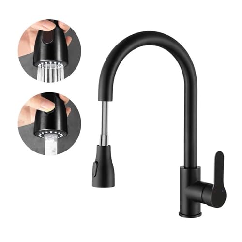 Wasserhahn Küche, Edelstahl-Küchenarmatur, Einloch-Küchenspüle mit herausziehbarem Auslauf, kalt-heißer, spritzwassergeschützter Zweizweck-Wasserhahn(Dual function 01) von JOJIDE