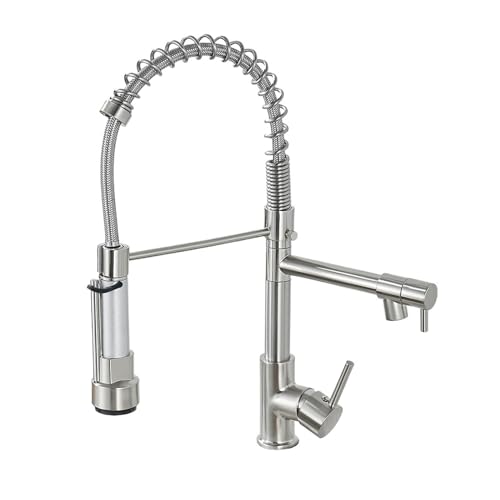 Wasserhahn Küche, Feder-Pull-Down-Küchenspüle-Wasserhahn, 360-Grad-Rotationsstrahl-Sprühdüse, Küchenspüle, heiße Kaltwasserhähne, Heiß- und Kaltwassermischer(Wire Drawing) von JOJIDE