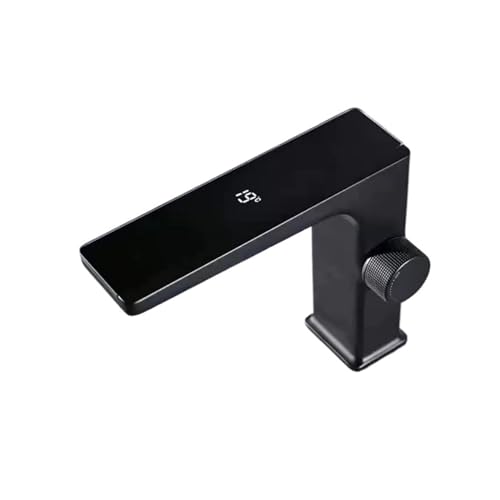 Wasserhahn Küche, Gun Grey Smart Sensor Waschtischarmatur, digitaler Bildschirm, Warm-Kaltwasser-Mischbatterie, berührungsloser Waschtischhahn for Badezimmerwaschbecken(Noir) von JOJIDE