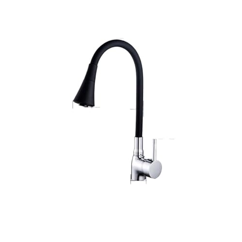 Wasserhahn Küche, Küchenarmatur, bunt, Universal-Rohrverlängerung, Silikon-Gummi-Rohr, Zwei-Gang-Spray, heißes und kaltes Wasser, Küchenspüle-Wasserhahn(Noir) von JOJIDE