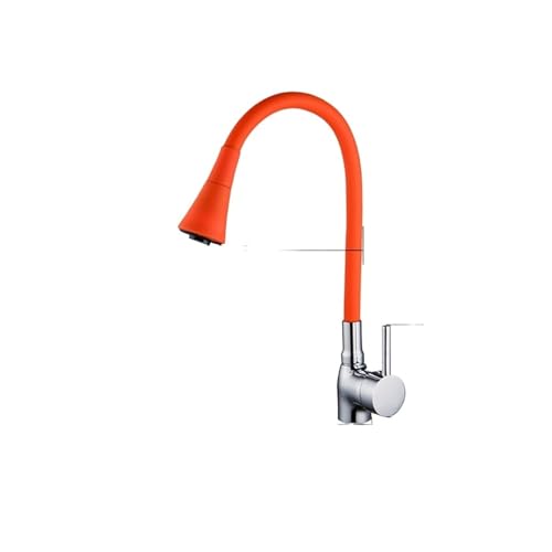Wasserhahn Küche, Küchenarmatur, bunt, Universal-Rohrverlängerung, Silikon-Gummi-Rohr, Zwei-Gang-Spray, heißes und kaltes Wasser, Küchenspüle-Wasserhahn(Orange) von JOJIDE