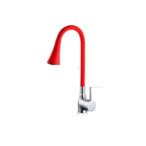 Wasserhahn Küche, Küchenarmatur, bunt, Universal-Rohrverlängerung, Silikon-Gummi-Rohr, Zwei-Gang-Spray, heißes und kaltes Wasser, Küchenspüle-Wasserhahn(Rood) von JOJIDE