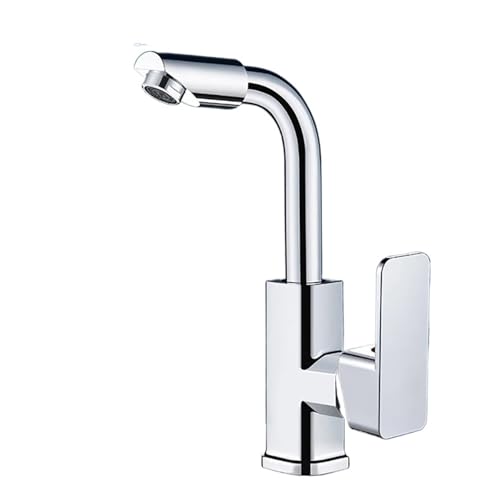 Wasserhahn Küche, Küchenarmaturen, Kupfer-Wasserhahn for Küchenspüle, an Deck montierter Strahlsprühkopf, einzelne Heiß- und Kaltwasserhähne, Silber(Type 1 80cm Pipe) von JOJIDE