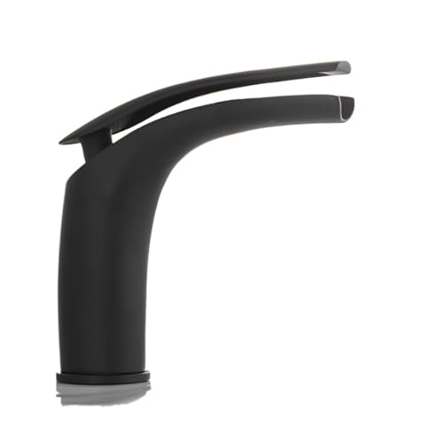 Wasserhahn Küche, Kupfer-Wasserfall-Waschtischarmatur, Warm-Kalt-Mischer-Waschtischarmatur, Schwarz-Weiß-Badezimmermischer-Kran-Haushardware(A Short Black) von JOJIDE