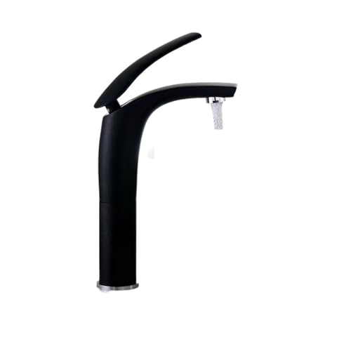 Wasserhahn Küche, Kupfer-Wasserfall-Waschtischarmatur, Warm-Kalt-Mischer-Waschtischarmatur, Schwarz-Weiß-Badezimmermischer-Kran-Haushardware(C High Black) von JOJIDE
